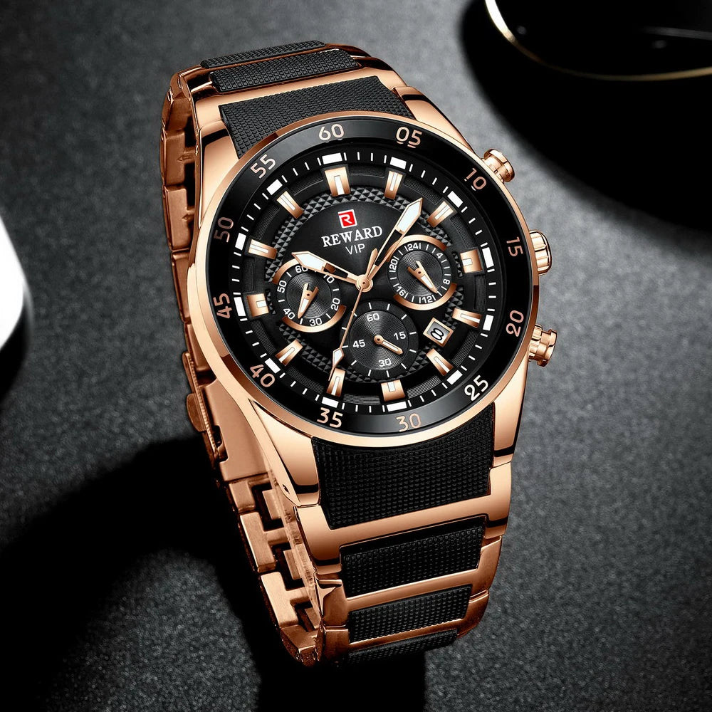 REWARD Big Dial Chronograph Automatic Date Watch
