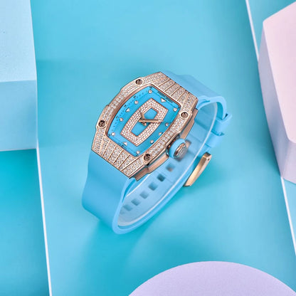 PAGANI DESIGN women's watch with diamond accents and rubber strap