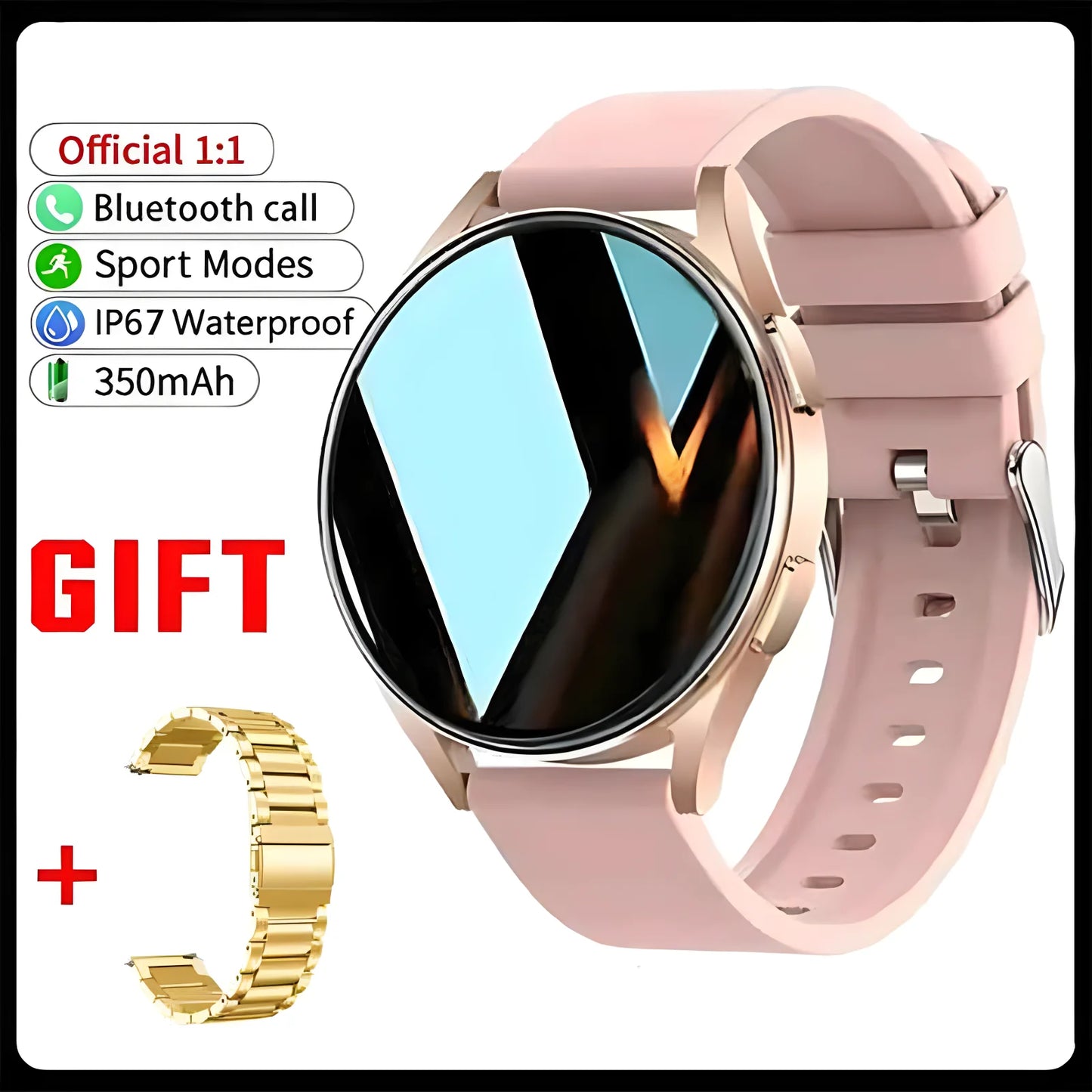 Montre Connectée Bluetooth Pro Appel 1,39 Pouces Cadrans Personnalisés Musique Sport Homme Femme Montre 6 Moniteur de Santé Smartwatch Pour Android IOS