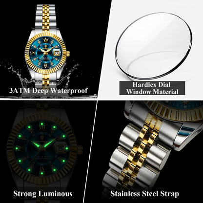 POEDAGAR Top Luxury Watch For Women Waterproof Stainless Steel Luminous Date Ladies Watch Quartz Fashion Elegant Women's Watches
