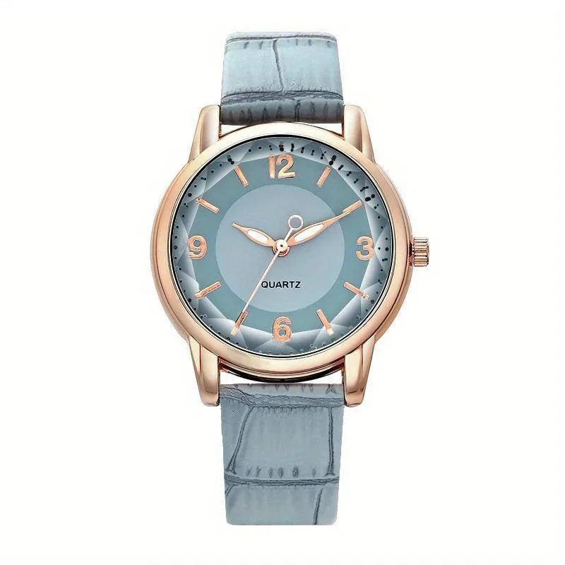 Montre à bracelet en cuir pour femme, verre polygonal, horloge de luxe, cadran créatif, mode, montre à quartz