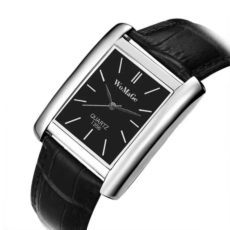 ChronoState Square Minimal – Montre unisexe à quartz en cuir | Montre élégante et décontractée