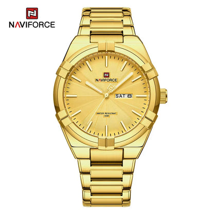 Montre bracelet à quartz pour homme de la marque NAVIFORCE, en acier inoxydable, étanche, horloge de luxe tendance et professionnelle NF9218