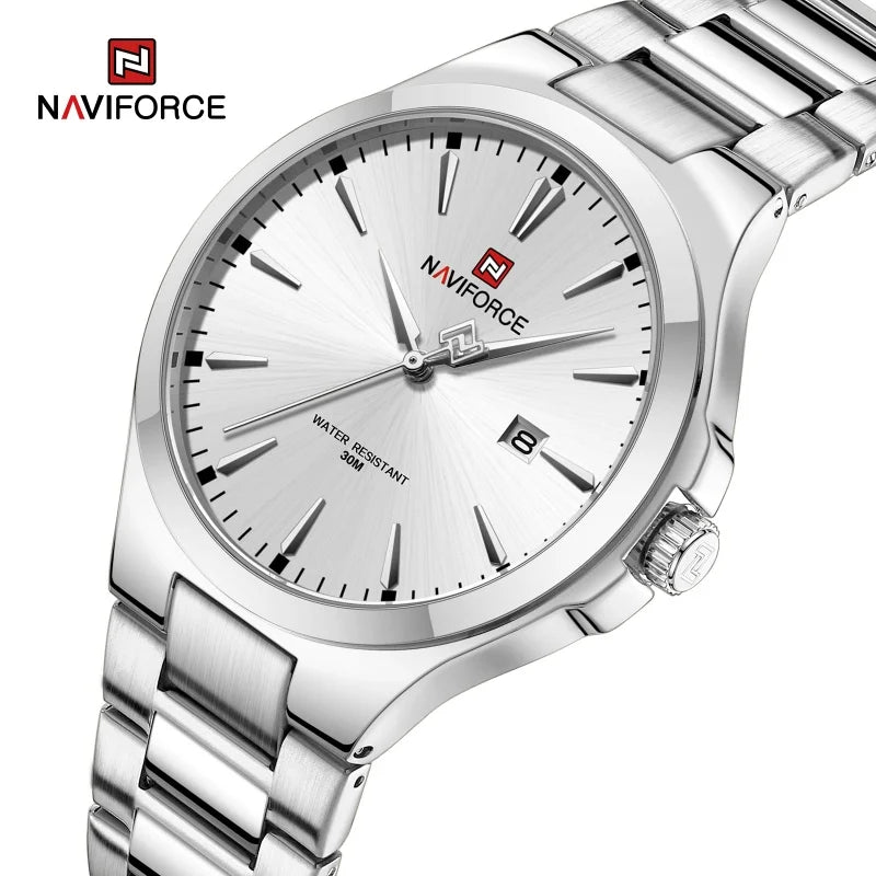 NAVIFORCE – Montres homme tendance au design original, en acier inoxydable, avec calendrier simple, étanches, Relogio Masculino