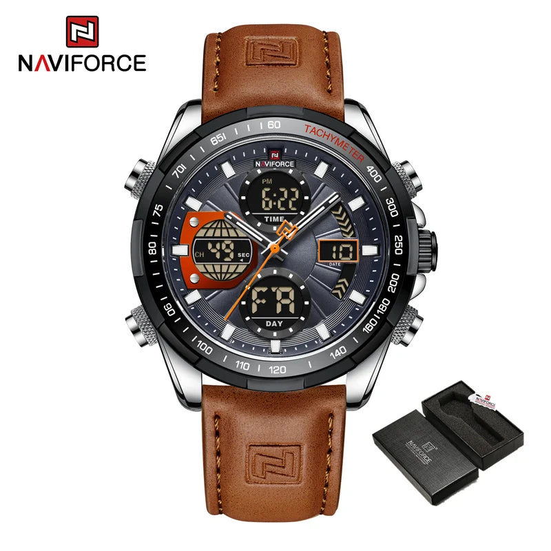 Montre Militaire NAVIFORCE pour Homme Chronographe Multifonction Sport Étanche 3ATM avec Alarme Affichage Jour et Date Cadeaux pour Hommes Horloge