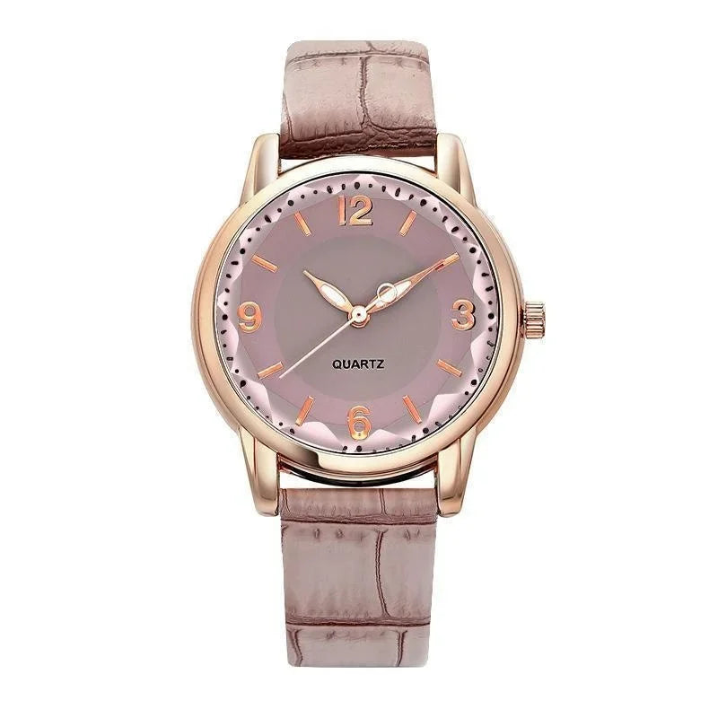 Montre à bracelet en cuir pour femme, verre polygonal, horloge de luxe, cadran créatif, mode, montre à quartz