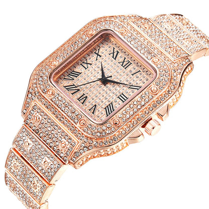 Montres de luxe en diamant pour hommes et femmes, montre en or, montre-bracelet pour dames, montres de luxe en strass, montres-bracelets unisexes, horloge féminine 2024 Nouveau