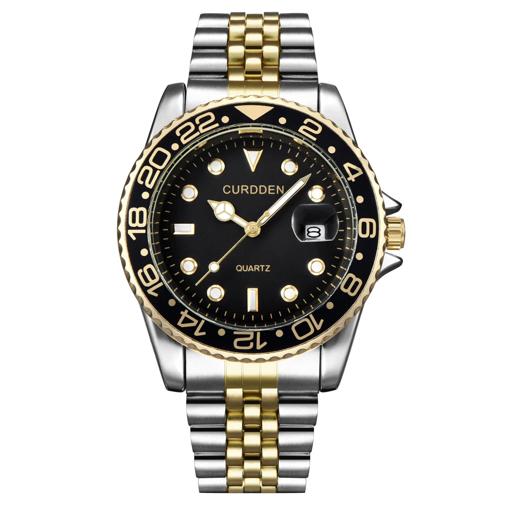Montres Hommes Marque Célèbre Étudiants Garçons Mode Bracelet Acier Inoxydable Décontracté Calendrier Montre à Quartz Vert Relogios Masculinos 2024