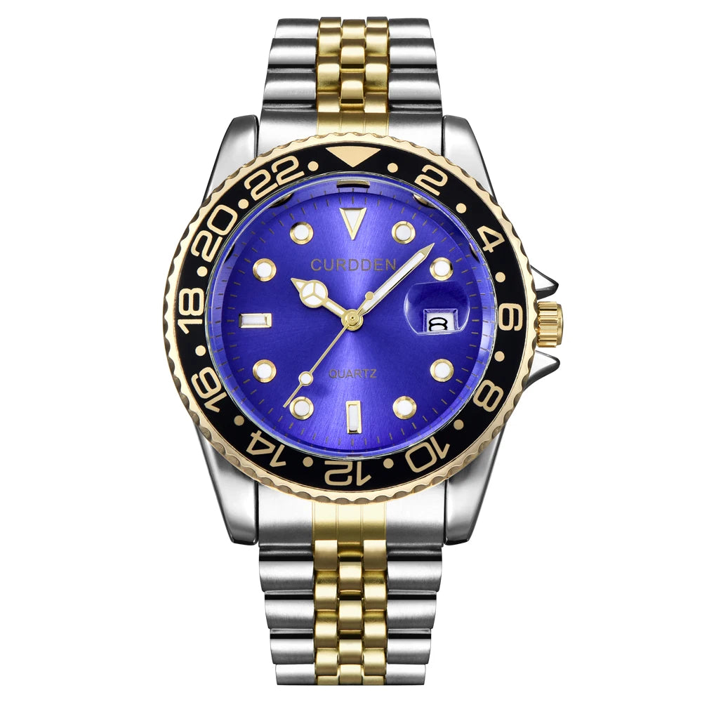 Montres Hommes Marque Célèbre Étudiants Garçons Mode Bracelet Acier Inoxydable Décontracté Calendrier Montre à Quartz Vert Relogios Masculinos 2024
