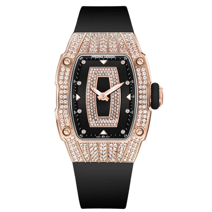 PAGANI DESIGN women's watch with diamond accents and rubber strap