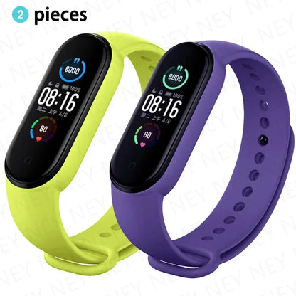 2PCS Watch Strap For Xiaomi Mi Band 7 6 5 4 3 Wristband Silicone Bracelet Wrist Straps MiBand 3/4 band6 Smartwatch Accessories