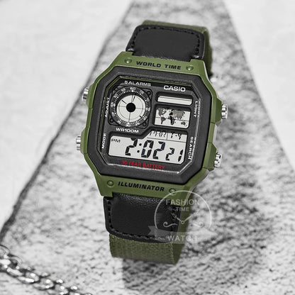 Montre numérique rétro multifonctionnelle de style classique Casio pour homme AE-1200WHB-3B