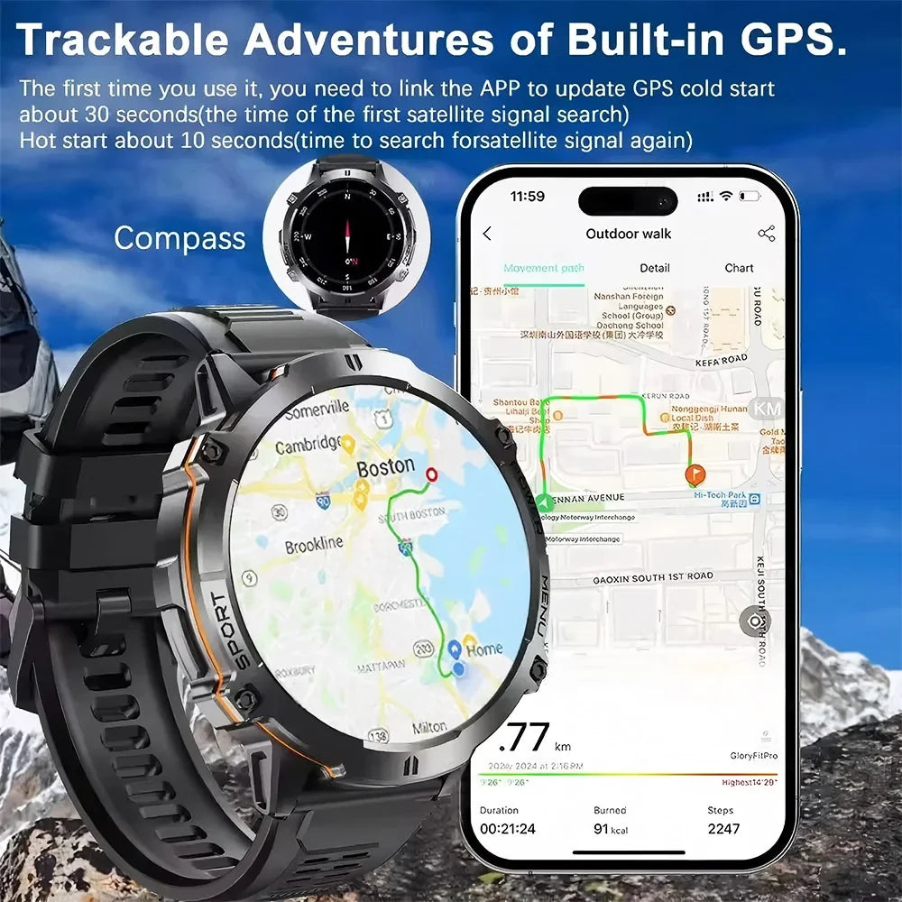 Montre Connectée Militaire 2026 TANK X3 Homme Écran AMOLED 1.73" Étanche 5ATM Batterie 1000mAh GPS Suivi Sportif Fitness