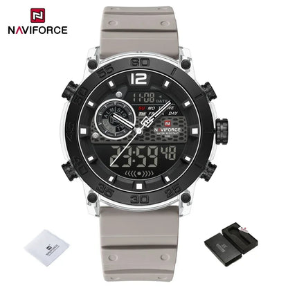 NAVIFORCE Nouvelle Montre-bracelet de Sport Multifonctionnelle pour Hommes, Légère, à Quartz, avec Chronomètre, Double Affichage de l'Heure et Lumière Nocturne, pour Garçons