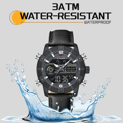 Montre à Quartz NAVIFORCE Hommes Double Fuseau Horaire Date Illumination Nocturne Classique Affaires Montre Homme Luxe Original Étanche
