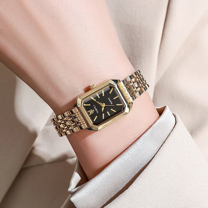 Montres Femme Rectangulaires à la Mode Dames Montres-Bracelets à Quartz à Bracelet en Acier Inoxydable Reloj Mujer (Sans Boîte)