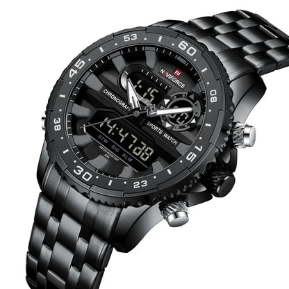 Montre homme NAVIFORCE de marque mode noir or, montres-bracelets de luxe à quartz, sport, étanche, bracelet en acier inoxydable NF9234