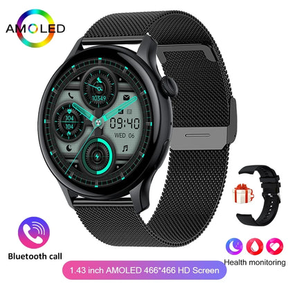 Nouvelle montre intelligente AMOLED True 2026 pour femmes, écran toujours allumé, résolution 466*466 HD, suivi de santé, appels vocaux, NFC, Smartwatch pour femmes