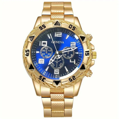 Montre à quartz pour hommes tendance 4pcs/1pcs - bracelet en acier inoxydable, boîtier rond en alliage de zinc, sports électroniques