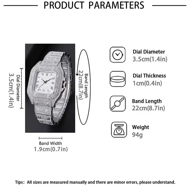 Montres de luxe en diamant pour hommes et femmes, montre en or, montre-bracelet pour dames, montres de luxe en strass, montres-bracelets unisexes, horloge féminine 2024 Nouveau