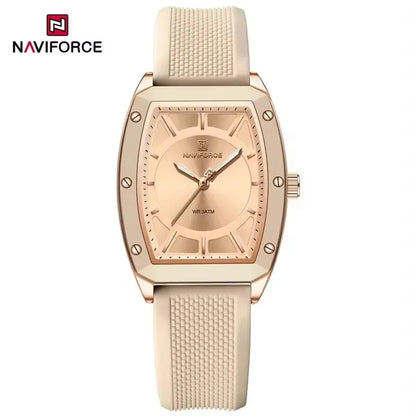 NAVIFORCE 5049 Montre-bracelet à quartz tendance pour femme, décontractée, lumineuse, étanche, bracelet en silicone, montres élégantes pour femme d'affaires