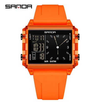 SANDA Luxury Brand Digital Watch for Men Women Square Dial Sport Waterproof Watches Man LED Pointer Display Relogios Masculino