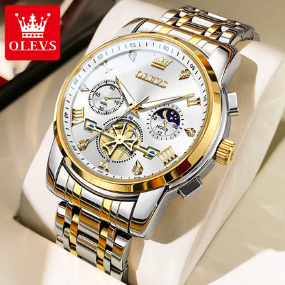 OLEVS Classic Multifunctional Flywheel Moon Phase Watch