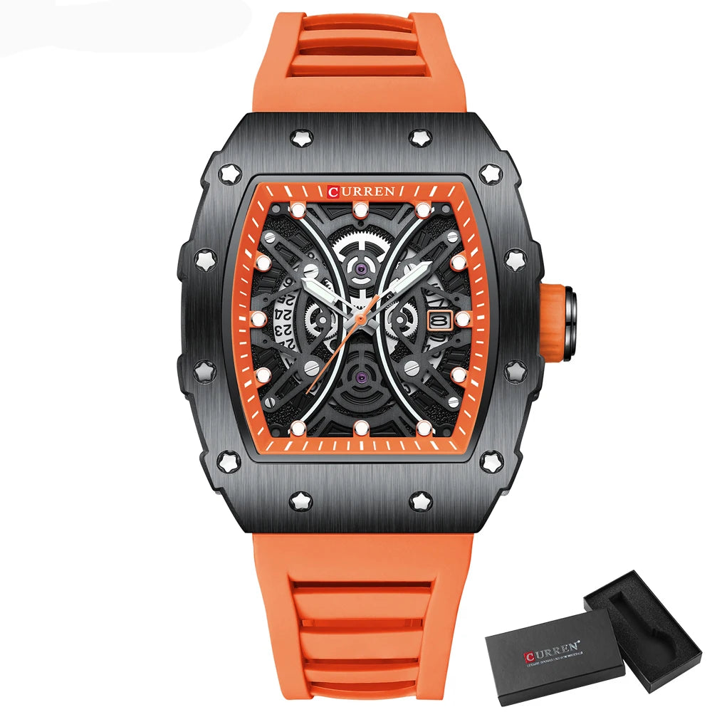 CURREN 3D Collection Rectangular Silicone Strap Watch