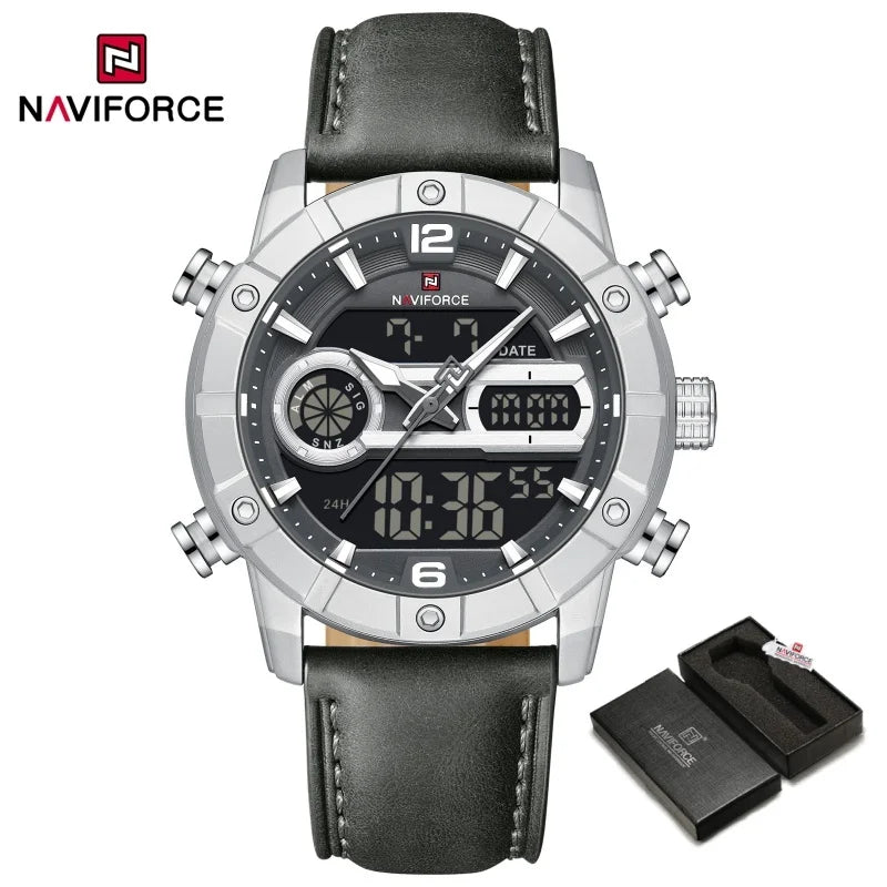 NAVIFORCE NF9263 Chronograph Genuine Leather Strap Watch