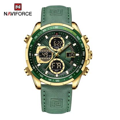 Nouvelles montres NAVIFORCE pour hommes en cuir montres-bracelets militaires de sport étanches à quartz chronographe masculin