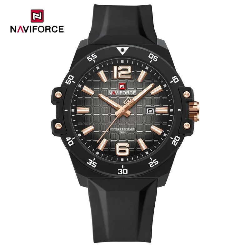 Nouvelle montre homme NAVIFORCE, style mode, mouvement à quartz de luxe, bracelet sport en silicone, étanche et lumineuse, cadeau pour homme