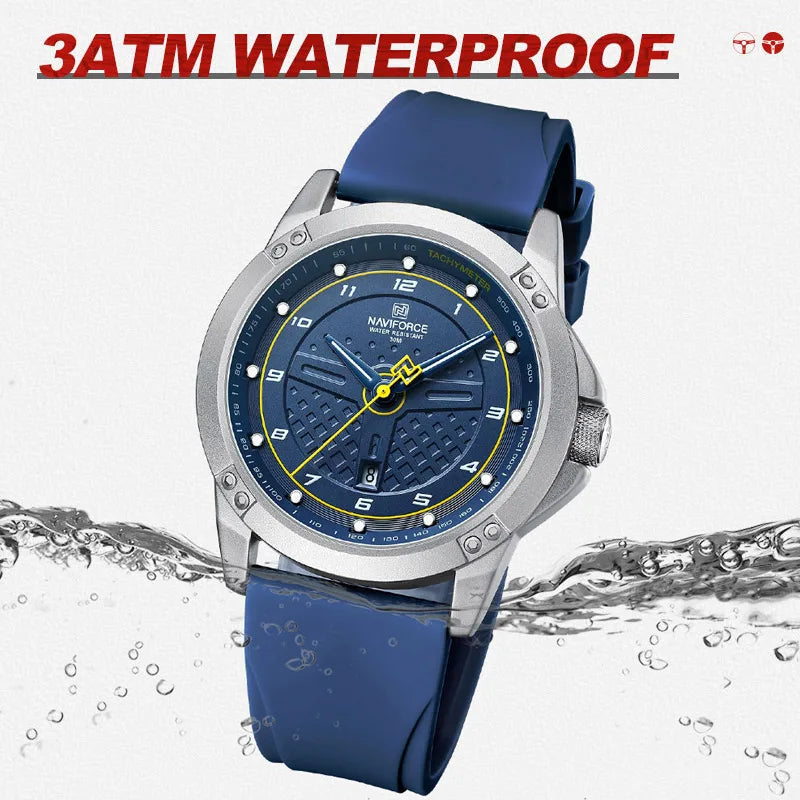 NAVIFORCE Montre-bracelet à quartz décontractée Montre homme étanche tendance Bracelet en silicone sportif Montre homme lumineuse Relogio Masculino