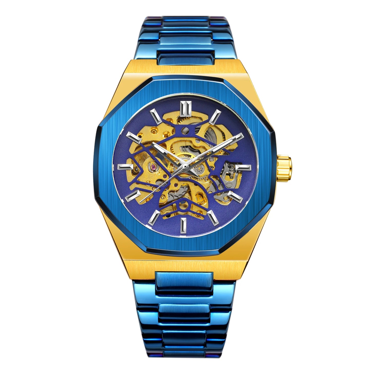 FORSINING Montres Homme Automatiques de Marque Supérieure Mécanique Transparente Étanche Militaire en Acier Inoxydable Montres-bracelets Sport