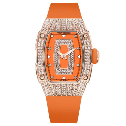 PAGANI DESIGN women's watch with diamond accents and rubber strap