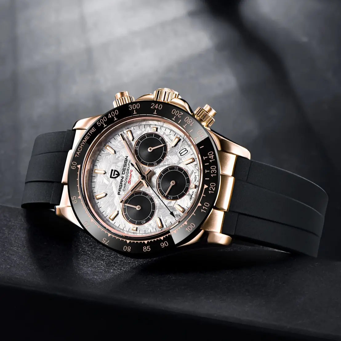 PAGANI DESIGN 2026 NOUVEAU 1664 Montre homme cadran météorite Montre de luxe en saphir à quartz pour hommes Chronographe sport pour hommes Reloj Hombre