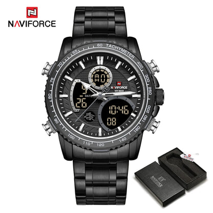 NAVIFORCE 2025 Nouvelle Montre Sport Homme Luxe Originale Montre-Bracelet en Acier Inoxydable Hommes Double Affichage Militaire Montres Étanche