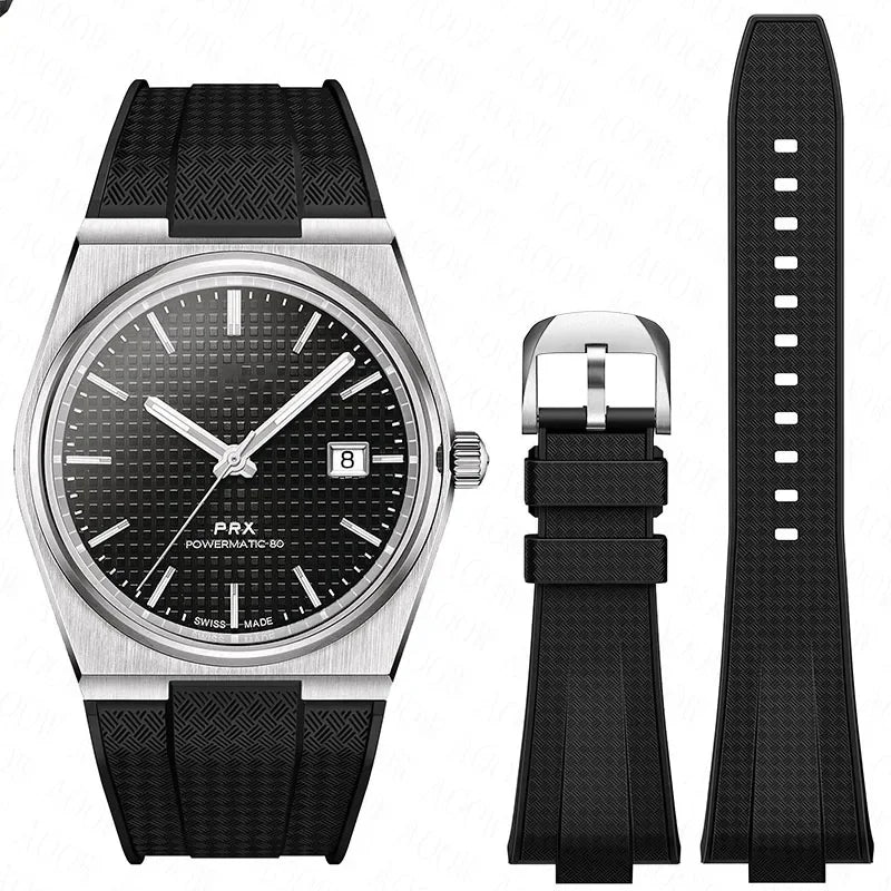 Bracelet de montre en caoutchouc convexe pour homme Tissot PRX T137.407/T137.410 Super Player 40mm à dégagement rapide en silicone 12mm