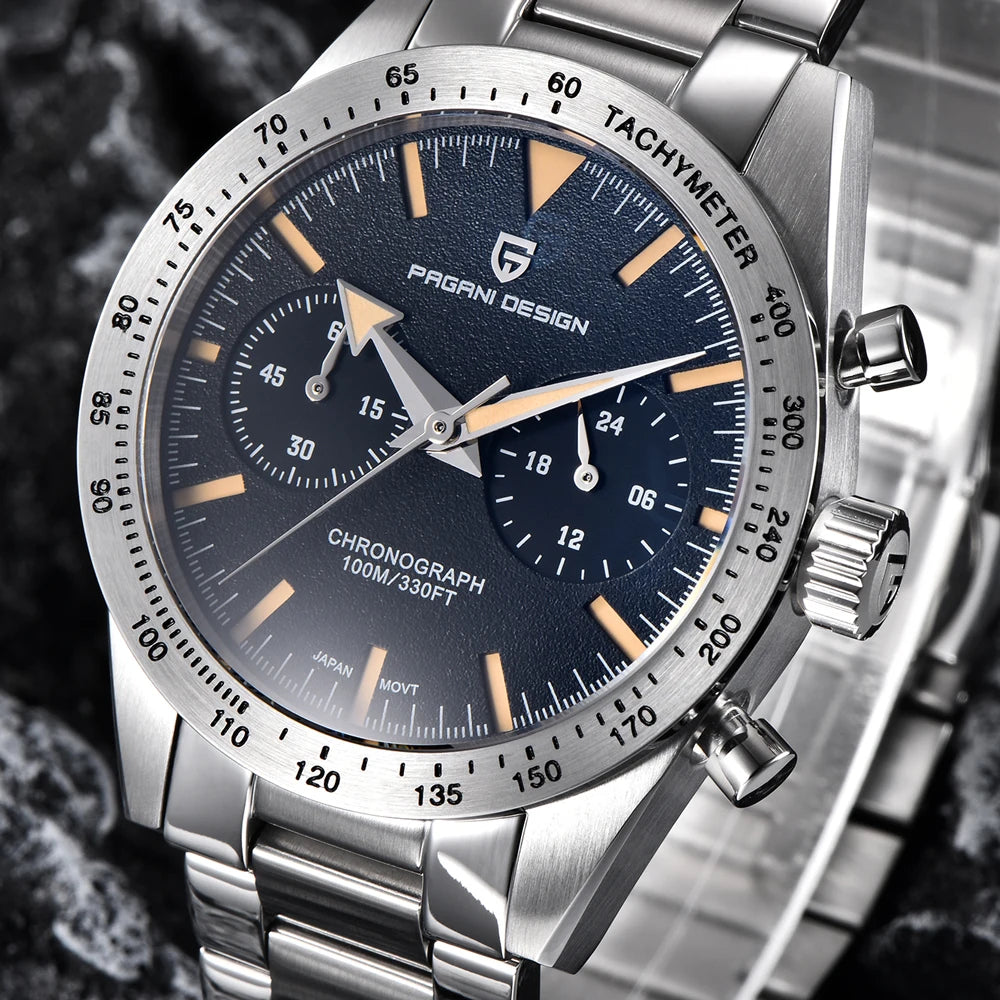 2026 Nouvelle montre homme rétro PAGANI DESIGN Montre à quartz phase de lune pour homme Chronographe sport de vitesse saphir AR VK64 Horloge Reloj Hombre