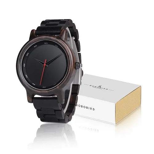 BOBO BIRD Montre en Bois Hommes Femmes Ébène Minimaliste Montre-Bracelet Mouvement Japonais Quartz Relogio Masculino Montres Personnalisées