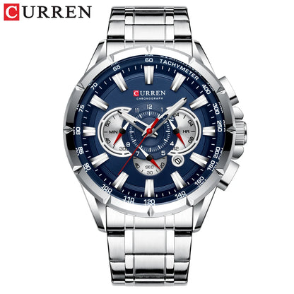 Montre Homme CURREN Business Montre de Luxe en Acier Inoxydable Chronographe Armée Militaire Montres à Quartz