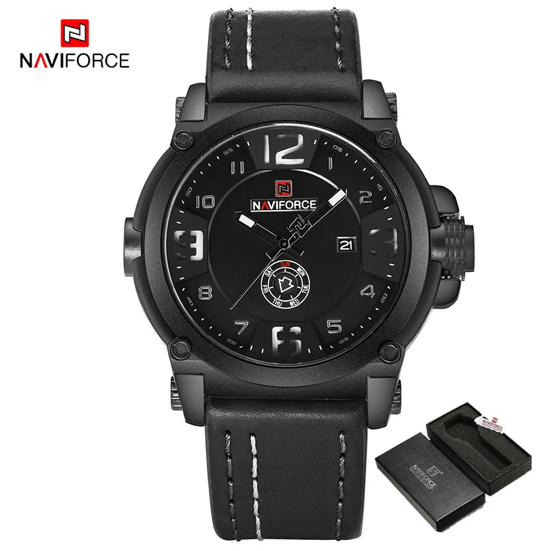 NAVIFORCE Marque de Luxe Homme Sport Militaire Montre à Quartz pour Homme Horloge Analogique Date Bracelet en Cuir Montre-Bracelet Relogio Livraison Gratuite