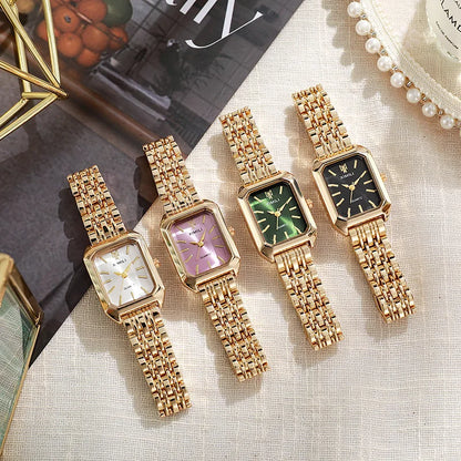 Montres de Luxe pour Femmes, Montre-Bracelet de Forme Rectangulaire en Acier, à Quartz, Reloj Mujer, Relogio Feminino, Cadeau pour Fille