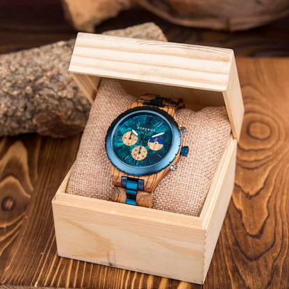 BOBO BIRD GT069 Wood Chronograph Military Watch
