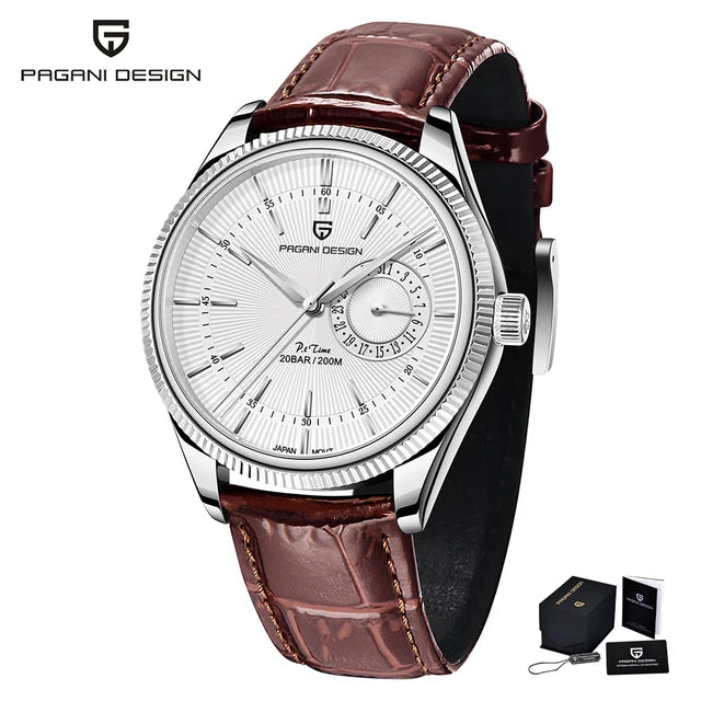 PAGANI DESIGN Montre-bracelet à quartz pour hommes, Montre de plongée de luxe en verre saphir, Étanche 200 m, Date, Montre d'affaires pour hommes