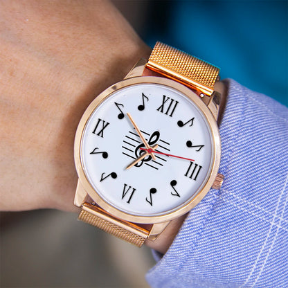 Montres-bracelets à quartz à symbole, Souvenir, Livraison gratuite, Montre-bracelet en or rose pour homme, Cadeau d'expert en musique, Naviforce, Note noire, Argent
