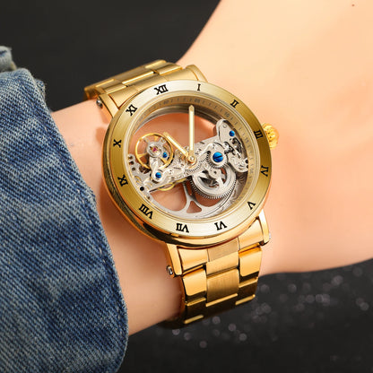 2026 Montre-bracelet de luxe originale en acier inoxydable avec squelette, tourbillon, automatique, mécanique, étanche et lumineuse pour homme