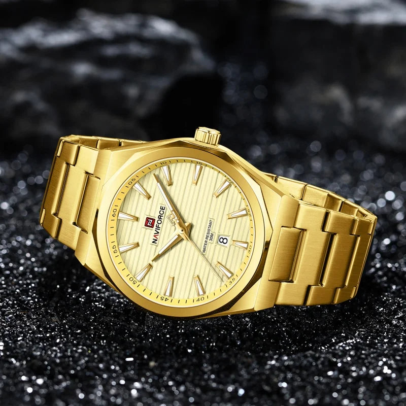 NAVIFORCE Montre-bracelet à quartz étanche Mode Point lumineux Homme Affichage de la date Montre de sport Montres pour homme Relogio Masculino