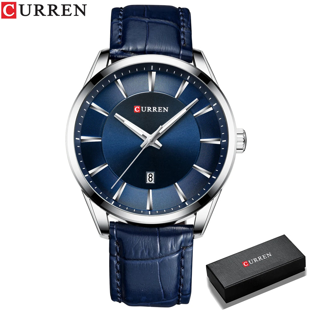 Montres CURREN à Quartz pour Hommes, Bracelet en Cuir, Montres-Bracelets Masculines, Marque de Luxe, Horloge d'affaires pour Hommes, 45 mm, Reloj Hombres