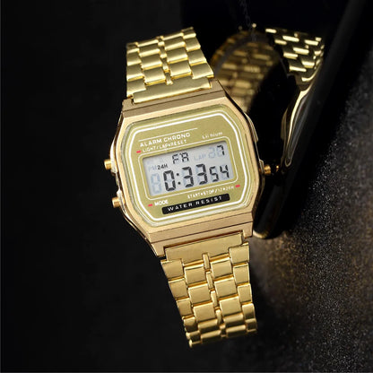 Montre numérique élégante pour femme en or argent acier inoxydable, montres-bracelets électroniques d'affaires pour femmes, horloge masculine Zegarek Damski
