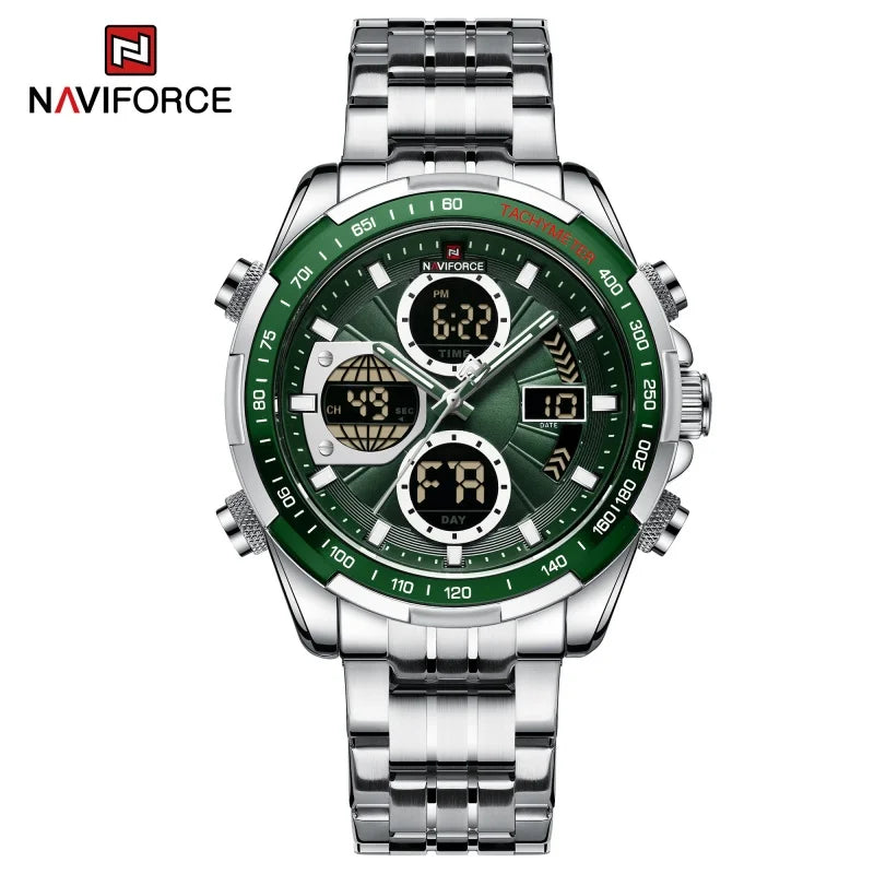NAVIFORCE Montres à quartz pour hommes Nouvelle montre-bracelet sport double affichage étanche 30m Montre décontractée en acier inoxydable Relogio Masculino